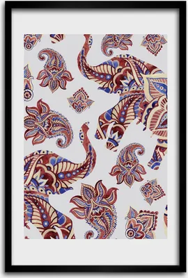 Produktbild von Bild - Bilderrahmen - 40 cm x 60 cm - MDF - Rahmen - Wandkunst - Ethnische Elefanten Muster