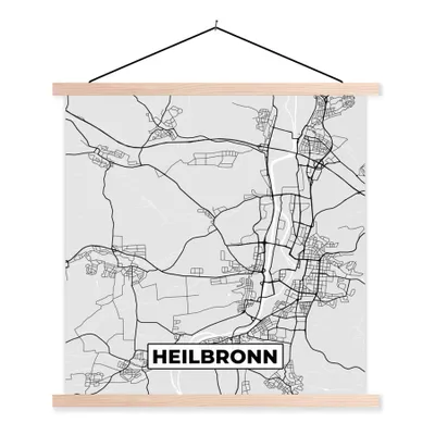 Produktbild von MuchoWow® Textilposter Karte - Stadtplan - Deutschland - Heilbronn 40x40 cm mit holzfarbenen Rahmen - Posterleiste