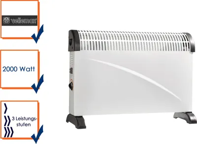 Produktbild von Konvektor Heizung, 2000W, 3 Heizstufen, Thermostat, Überhitzungsschutz, 230V