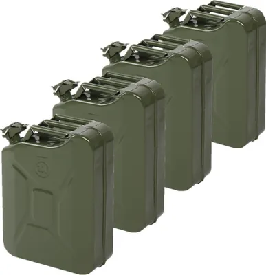 Produktbild von 4x Stahlblech Kraftstoff Kanister Grün 20L