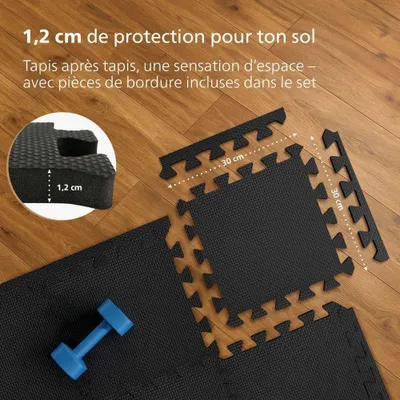 Immagine prodotto di Tappetino di protezione per pavimenti - assorbimento degli urti - antiscivolo - design a puzzle a T 30 x 30 cm