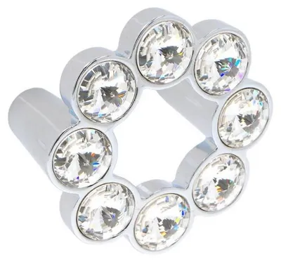 Image de Bouton pour meubles en zamac et cristal Entraxe 32mm chrome poli Lot de 25