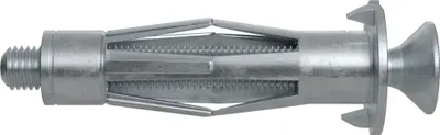 A single metal drywall anchor with a screw mechanism.