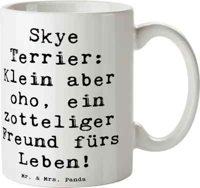 Produktbild von Mr. & Mrs. Panda Tasse Spruch Skye Terrier Freund - Weiß - Geschenk, kleiner, Keramiktasse, kaffeebecher keramik, mit, Jagdinstinkt, Hunderassen Vielfalt, Eigenschaften