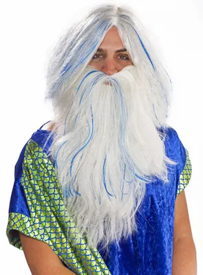 Produktbild von Weiß-Blaue Poseidon Perücke für Fasching