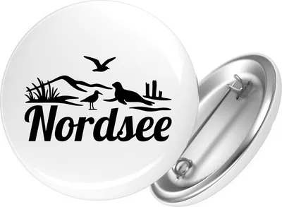 Produktbild von Huuraa Button Nordsee Strandmotiv 59mm rund mit Sicherheitsnadel Ansteckbutton Geschenkidee