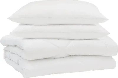 Productafbeelding van vidaXL Zomerdeken met kussens, 3 stuks, wit, microvezel