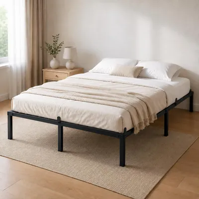 Immagine prodotto di Letto in metallo 140x200 cm con rete a doghe in metallo, struttura robusta fino a 360 kg, 30 cm di spazio contenitivo, 8 supporti per materasso, colore nero