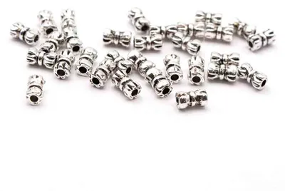 Produktbild von Vintageparts Zwischenperlen klein Schleife Zinklegierung antik silberfarben 5 mm, 30 Stück