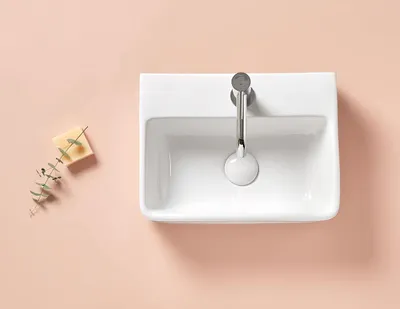 Produktbild von COSENZA Waschbecken 40 x 30 x 12h cm, mit Schaftventil "ClickClack" weiß