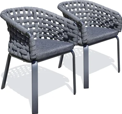 Image de Lot de 2 fauteuil de jardin en corde tissée et aluminium