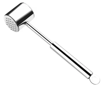 Fleischklopfer aus Edelstahl 304, 27 cm, doppelseitig, silber