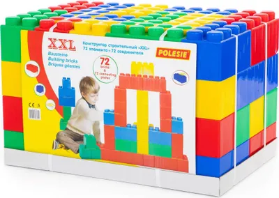 Produktbild von Polesie XXL Bausteine 72-tlg. mit Verbindungsplatten Steckbausteine Bauklötze 12M+