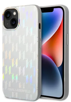 Zdjęcie produktu dla Etui Karl Lagerfeld Monogram Iridescent do iPhone 14 Plus srebrny