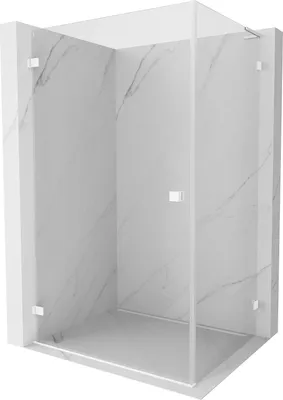 Produktbild von Mexen Lunar-B L Duschkabine schwenkbar links 85 x 80 cm, transparent, weiß - 832L-085-080-20-00-L
