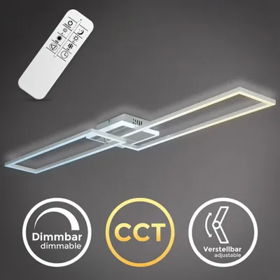 Produktbild von Deckenlampe 110x24,8 cm - 40W, 5200lm, LED, dimmbar, Fernbedienung, CCT, silberfarbig