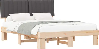 Zdjęcie produktu dla Ramka łóżka z tapicerowanym wezgłowiem Ciemnoszary 150 x 200 cm