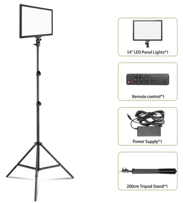 Obrázok produktu pre LED video svetlo, nastaviteľná intenzita svetla, kompaktný dizajn, statív s výškou 200 cm