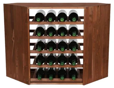 Produktbild von Modulares Weinregal VINCELLAR MOD | HxBxT 60x30x30cm | Eckmodul für 18 Flaschen | Massives Kiefernholz | Braun geölt