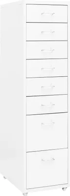 Produktbild von Design Aktenschrank mit Rollen Weiß 28x41x109 cm Metall, Aktenschränke 2024 Neu