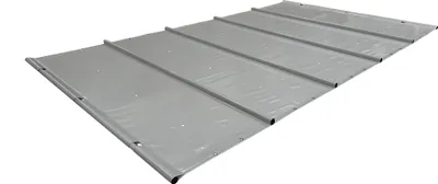 A gray pool cover is shown on a white background.