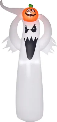 Produktbild von Halloween aufblasbares Gespenst 1,8 m Dekoration mit LEDs Weiß + Orange Polyester 80 x 40 x 180 cm