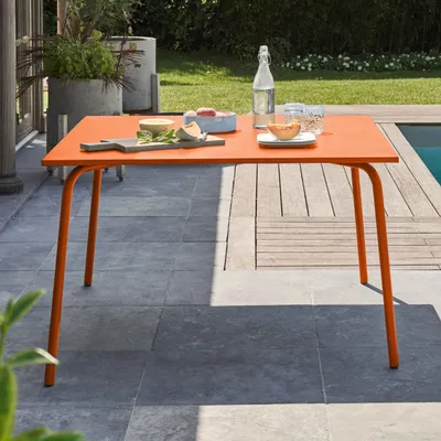 Immagine prodotto di Tavolo da giardino quadrato in metallo arancione - Oviala Palavas