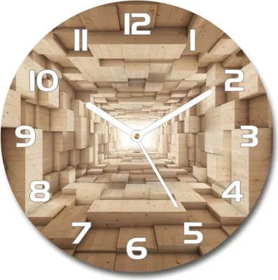 Produktbild von Wanduhr aus Glas 30fi Glasbild Glasuhr Gehärtetes Glas - weisse-zeiger - Wooden tunnel