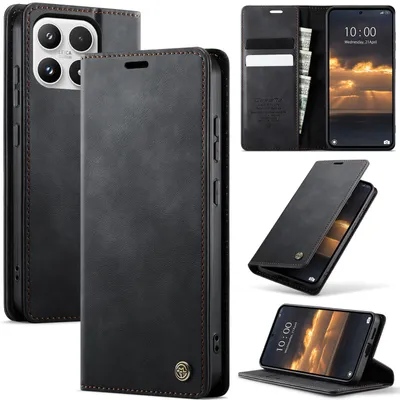 Obrázek produktu pro Kožené pouzdro pro Xiaomi 17, RFID ochranou, magnetickým zavíráním, přihrádkami na karty a funkcí stojánku Černý