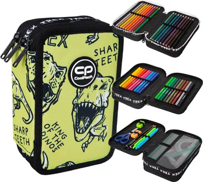 Zdjęcie produktu dla PATIO Piórnik 3-komorowy Jumper 3 Dino - kompletny zestaw szkolny