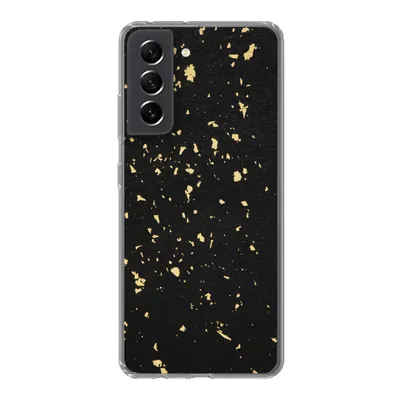 Produktbild von MuchoWow® Handyhülle Schutzhülle Hülle für Samsung Galaxy S21 FE Goldene Flocken auf schwarzem Hintergrund Silikon Softcase Handy Hülle - Mobiltelefonhülle