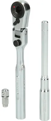 Obrázok produktu pre KS TOOLS Werkzeuge-Maschinen GmbH 1/4" bitová reverzibilná račňová súprava s adaptérom pre nástrčné hlavice, 3-dielna (918.1590)