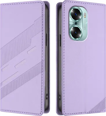 Produktbild von Hülle für Honor 60, Kunstleder Brieftaschen Handyhülle mit Kartenfach und Standfunktion Violett
