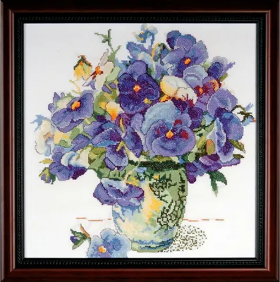 Obrázek produktu pro Výšivky křížem vyšívané sadou "Pansies", 36x36cm, počítaný vzor