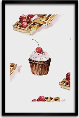 Produktbild von Bild - Bilderrahmen - 40 cm x 60 cm - MDF - Rahmen - Wandkunst - Muffins und Waffeln