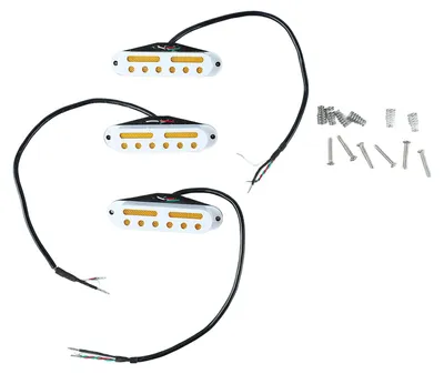 Produktbild von Single-Coil-Tonabnehmer-Set (3er-Pack) für Gitarrenhals, -mittel und -steg (Ersatzteile) Weiß