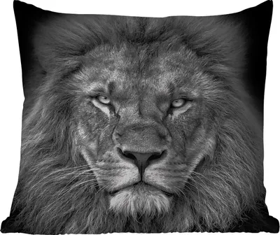 Produktbild von MuchoWow® Outdoor Kissen - Tiere - Löwe - Schwarz - Weiß - Porträt - 40x40 cm - Wetterfest - Lounge Kissen - Kopfkissen - Interieur - Polster mit Bild