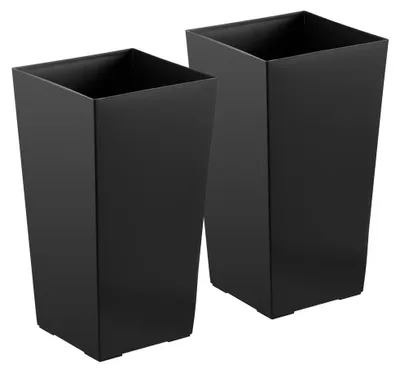 Obrázek produktu pro Velký čtvercový květináč, černý - 30x30x55 cm - Plastový - Vhodný pro použití v interiéru i exteriéru