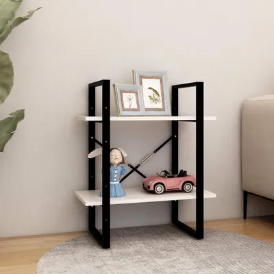 Produktbild von Stabli Bücherregal 2 Böden Weiß 60x30x70cm Massivholz Kiefer - Bücherregale DE237438 - Bücherregale