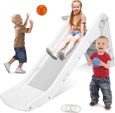 Produktbild von Kinderrutsche 170 cm mit Basketballkorb und 3-in-1-Funktion für Kinder ab 1 Jahr - Für drinnen und draußen