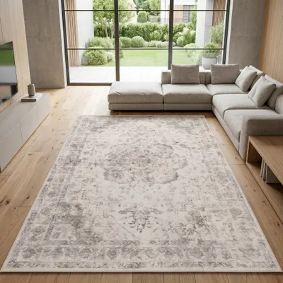 Image de Homebyhome Tapis lavable vintage tapis court grand salon salle à manger design oriental entretien facile Taille: 240x340 cm