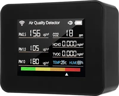 Produktbild von Miernik jakości powietrza Tuya WiFi 13 w 1, detektor dwutlenku węgla CO2, TVOC, HCHO, PM2.5, PM1.0, PM10, wilgotność, temperatura, data itp.