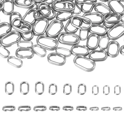 Produktbild von Doppelbiegeringe - 150 Stück in 3 Größen - Für Schmuckherstellung und Schlüsselanhänger - Edelstahl 304 oval 7/8/10 mm