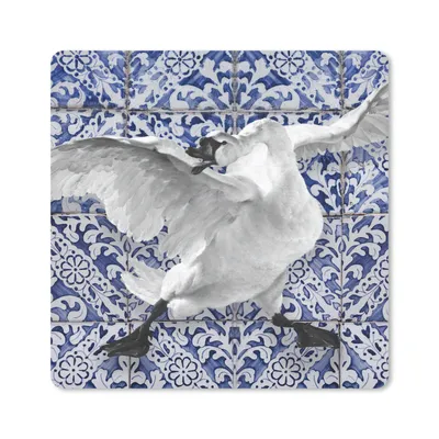 Produktbild von MuchoWow® Mauspad Mousepad Schwan - Kunst - Delfter Blau - Malerei - Alte Meister 20x20 cm - Mousepads - Maus Mat - Pad - Mausunterlage - Desk Mat - Bureauartikeln