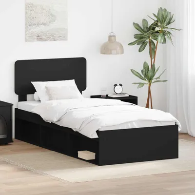 Obrázek produktu pro Maison Exclusive – rám postele černý 100 x 200 cm Masivní borové dřevo