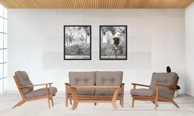 Produktbild von Gartenmöbel Sitzgruppe Sofa Holz Sitzer Grau Couchtisch Set 4tlg