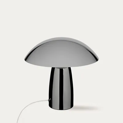 Image de Lampe de chevet en forme de champignon OMIA, argentée, hauteur 34 cm