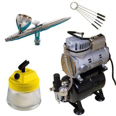 Produktbild von H&S Ultra 120231 und Sparmax TC-610H-n Kompressor - Modellbau - Airbrush Set 10