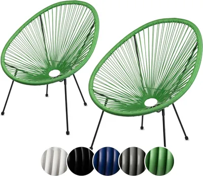 Produktbild von sunnypillow 2er Set Acapulco Gartenstuhl | gemütlicher Loungesessel für Wohnzimmer, Terrasse, Garten, Balkon Sessel Stuhl | Grün