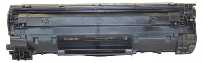 A black Canon toner cartridge is shown against a white background.
